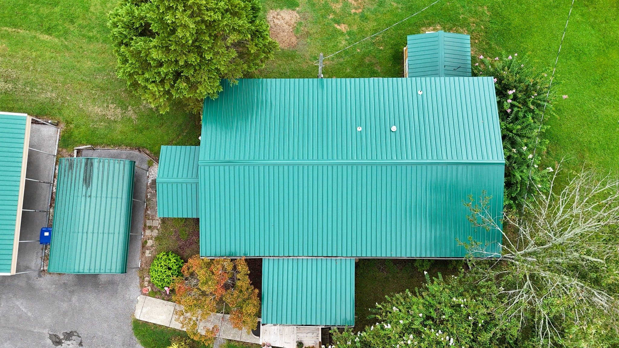 Standing seam metal roof in green